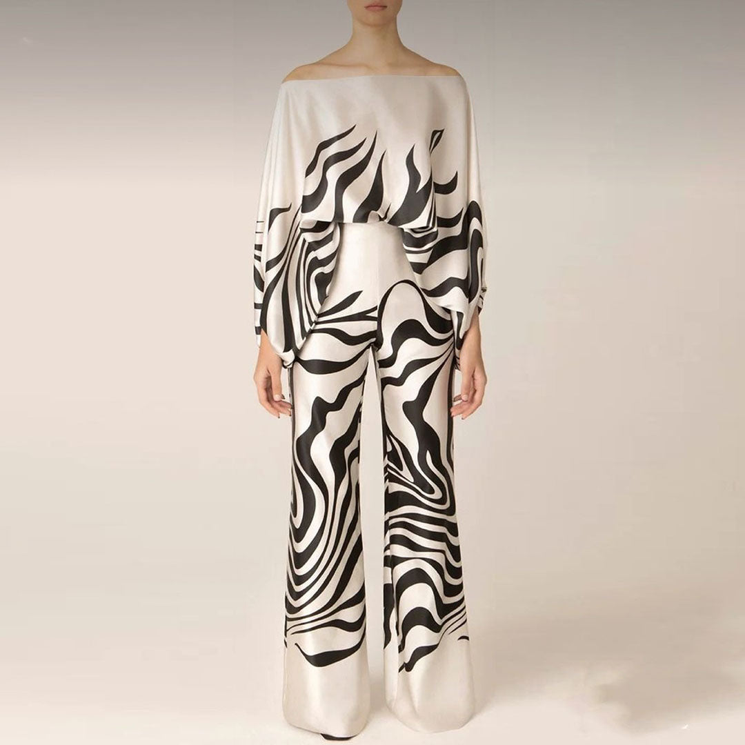 Elegant Two Piece Summer Set With Sophisticated Prints And Luxurious Fabrics