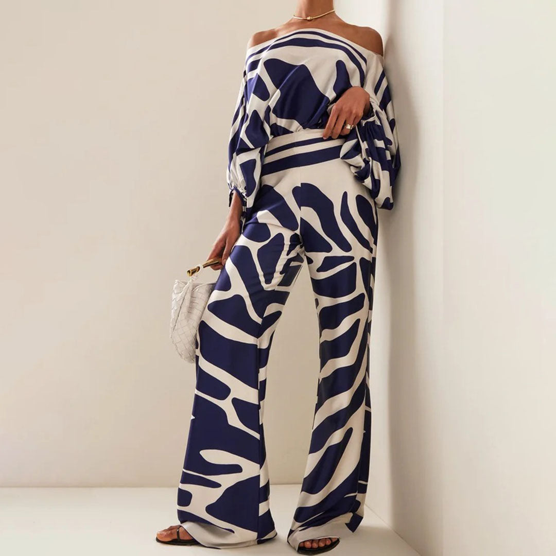 Elegant Two Piece Summer Set With Sophisticated Prints And Luxurious Fabrics