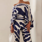 Elegant Two Piece Summer Set With Sophisticated Prints And Luxurious Fabrics