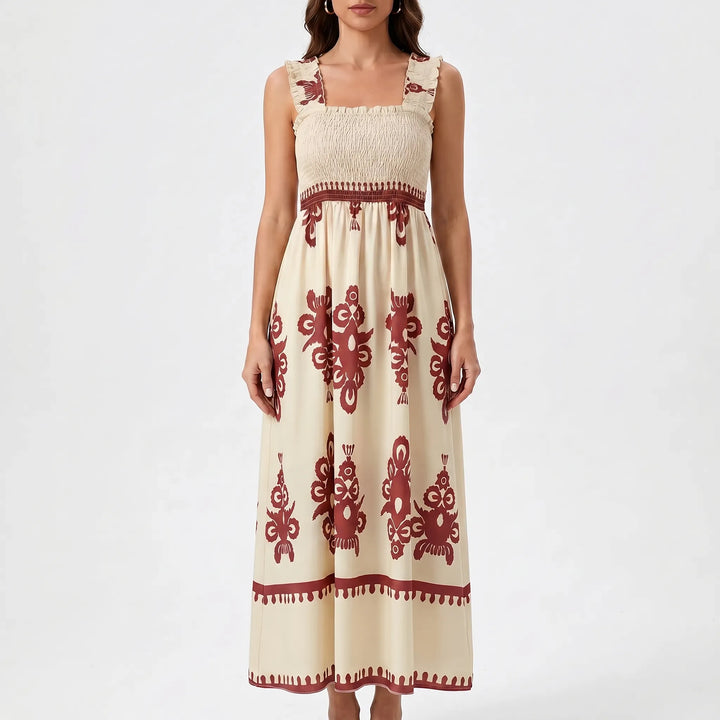 Sophie | Smocked Bodice Maxi Dress Boho Wedding Guest