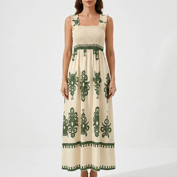 Sophie | Smocked Bodice Maxi Dress Boho Wedding Guest