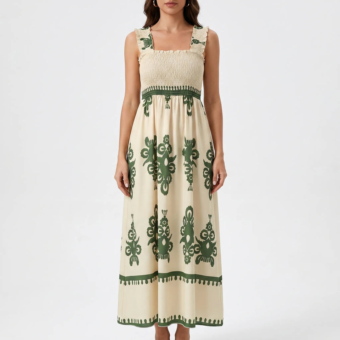 Sophie | Smocked Bodice Maxi Dress Boho Wedding Guest