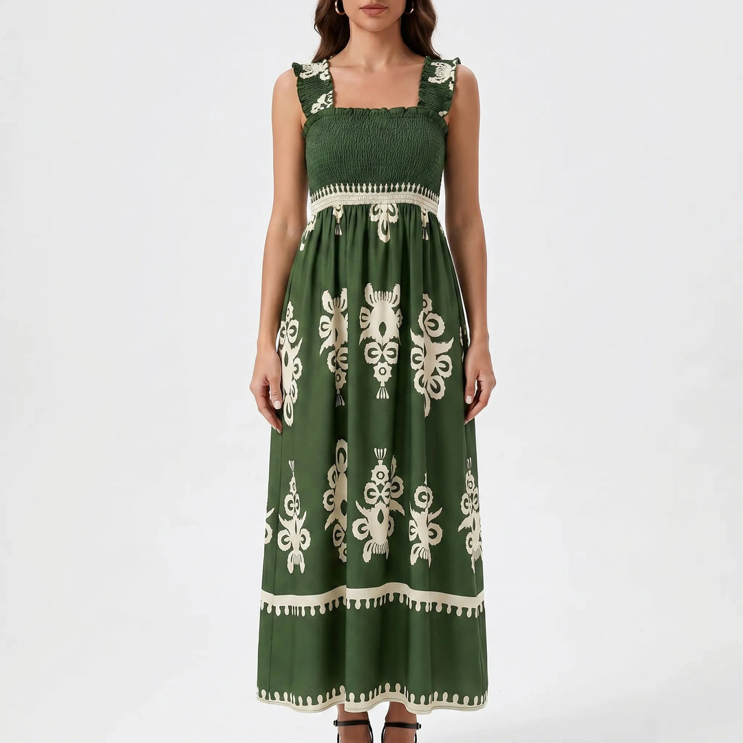 Sophie | Smocked Bodice Maxi Dress Boho Wedding Guest