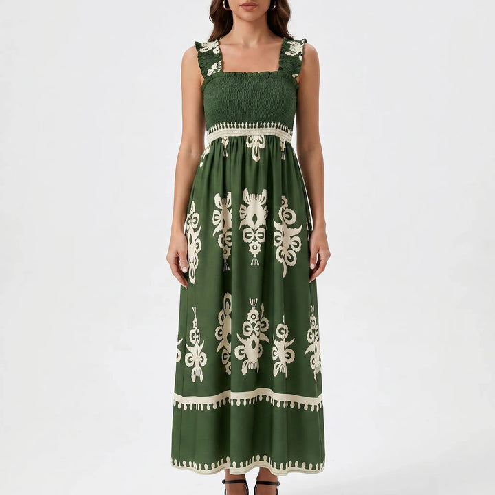 Sophie | Smocked Bodice Maxi Dress Boho Wedding Guest