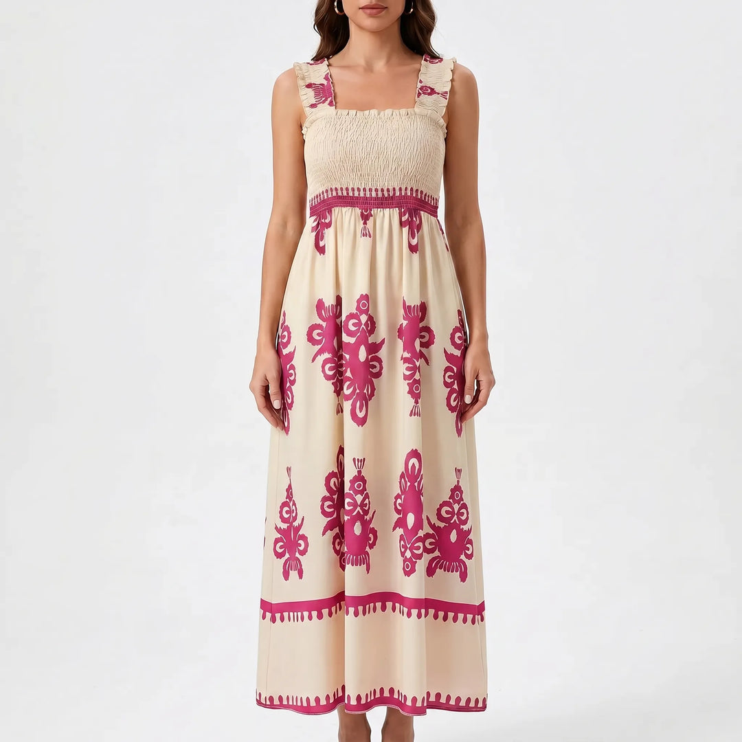 Sophie | Smocked Bodice Maxi Dress Boho Wedding Guest