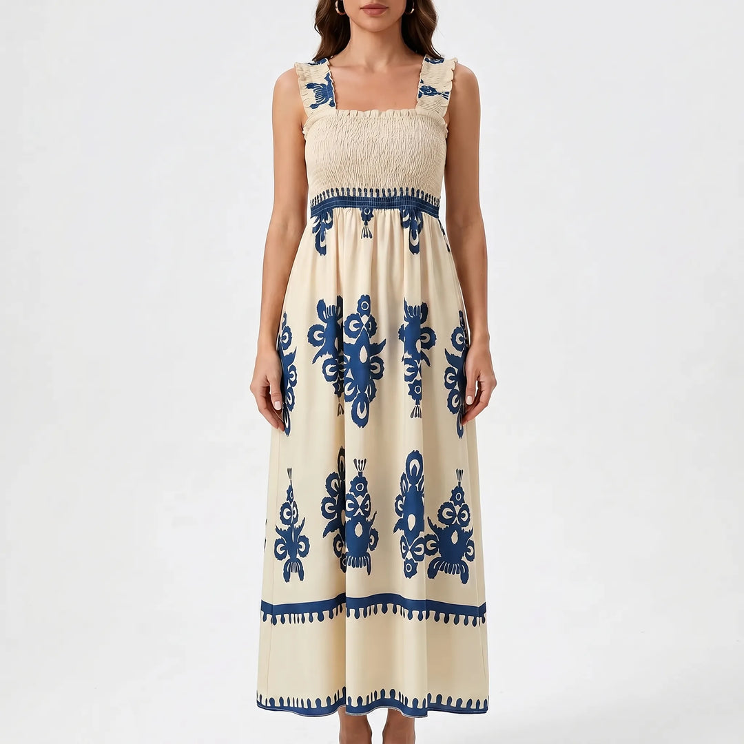 Sophie | Smocked Bodice Maxi Dress Boho Wedding Guest