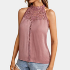 Luna | Women's Sleeveless Lace Halter Top Mock Neck