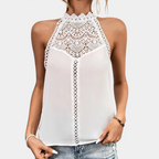 Luna | Women's Sleeveless Lace Halter Top Mock Neck