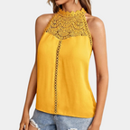 Luna | Women's Sleeveless Lace Halter Top Mock Neck