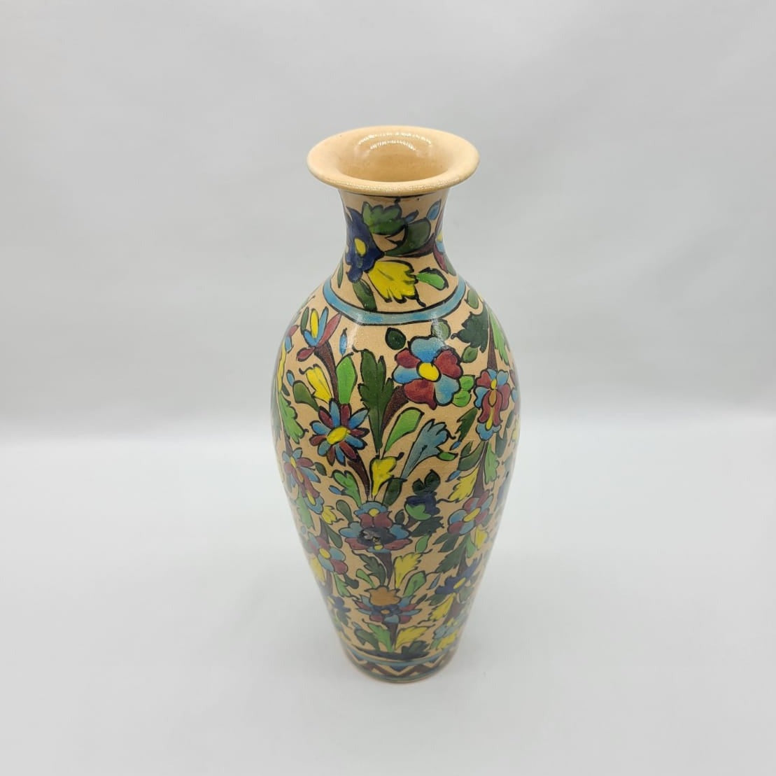 Ceramic Flower Bottle Neck Vase - HighTouch 