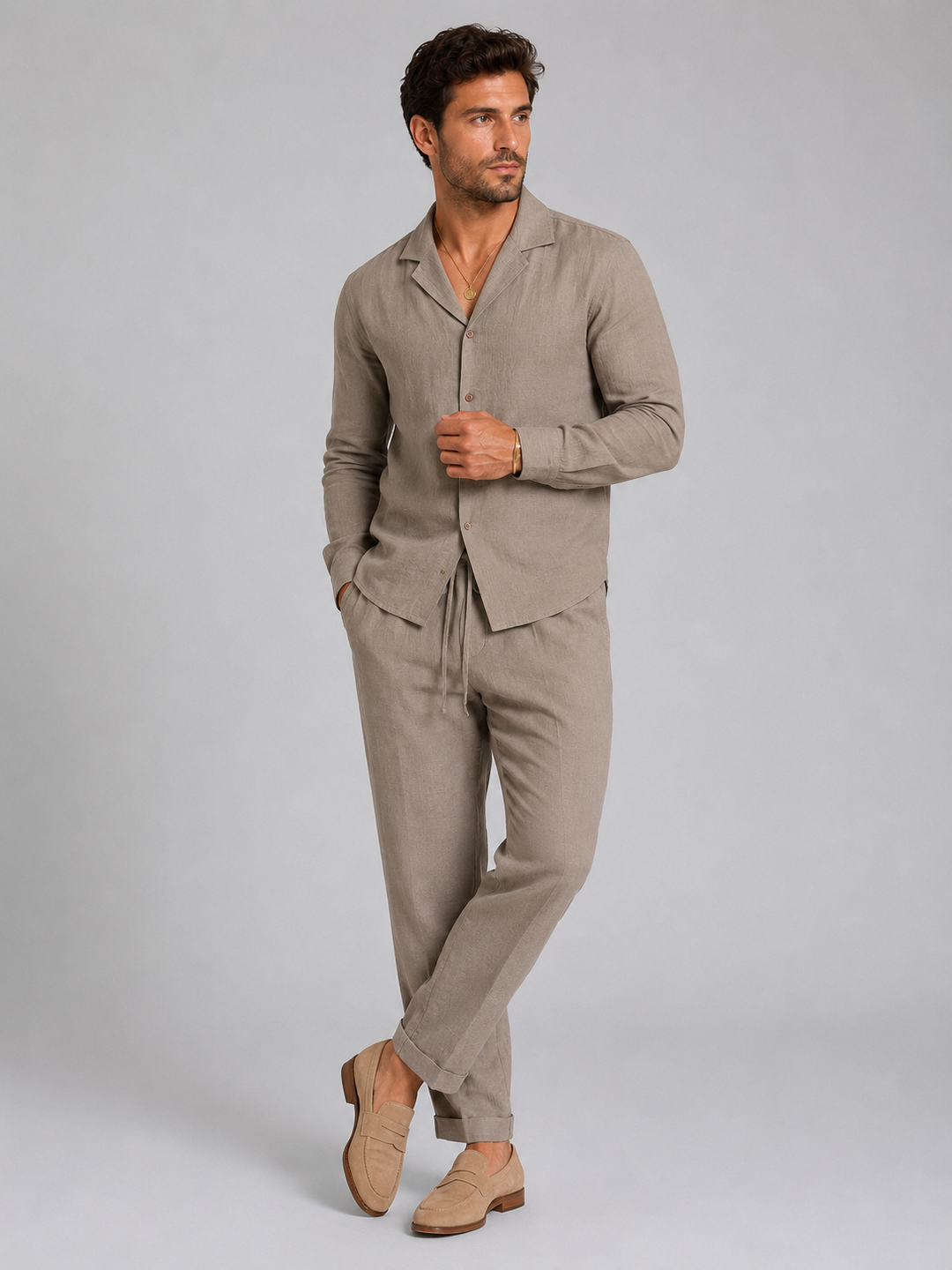Malcolm | Men's Linen Style Shirt and Trouser Set