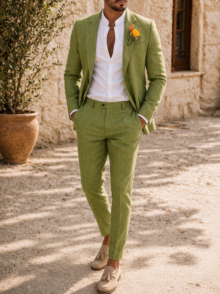 Wesley's | Men Slim Fit Linen 2-Piece Wedding Guest Suit