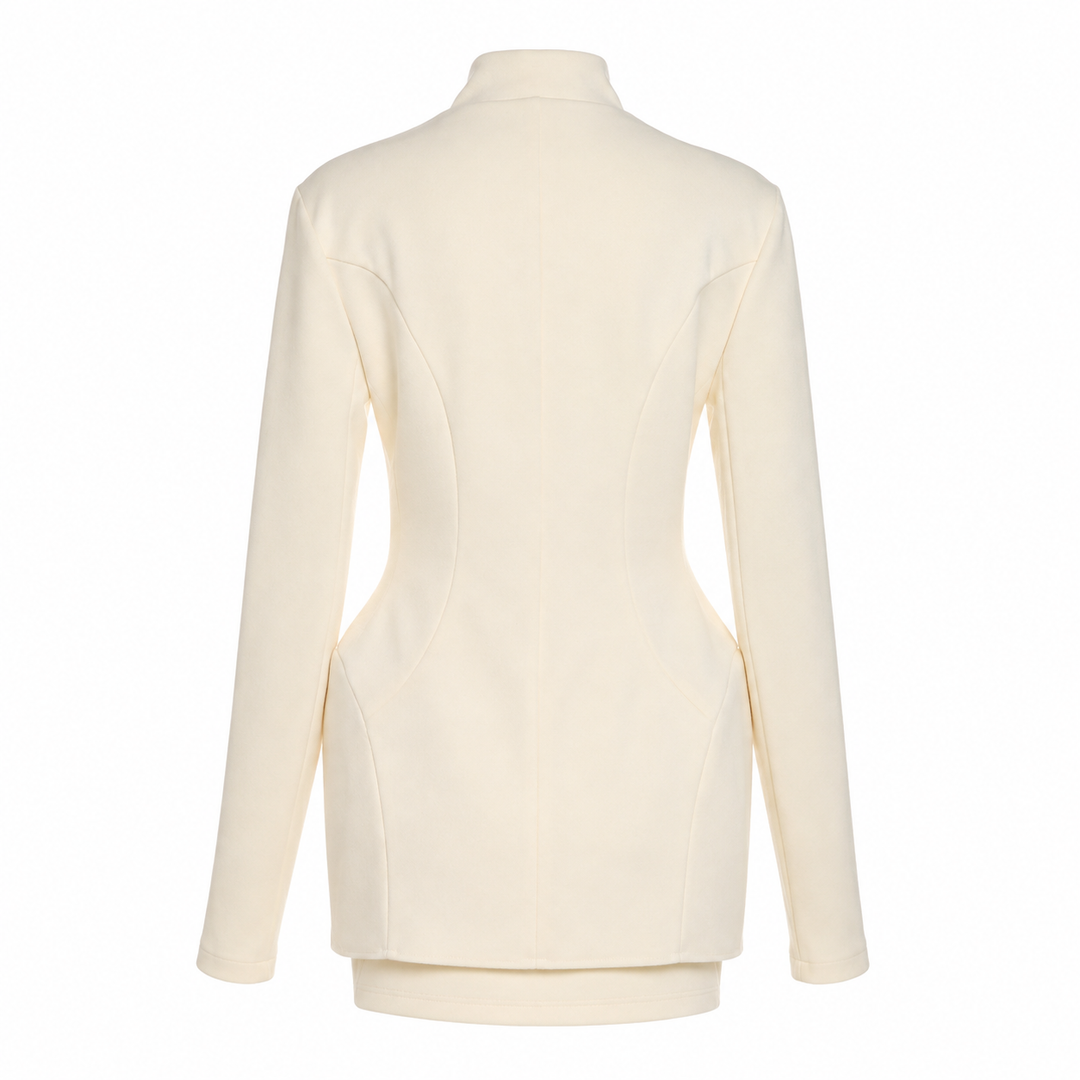 Women's Peplum Jacket Skirt Set - Elegant 2-Piece Business Suit