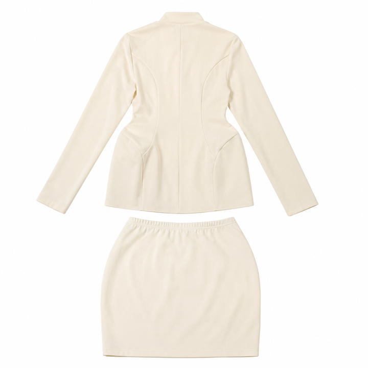 Women's Peplum Jacket Skirt Set - Elegant 2-Piece Business Suit