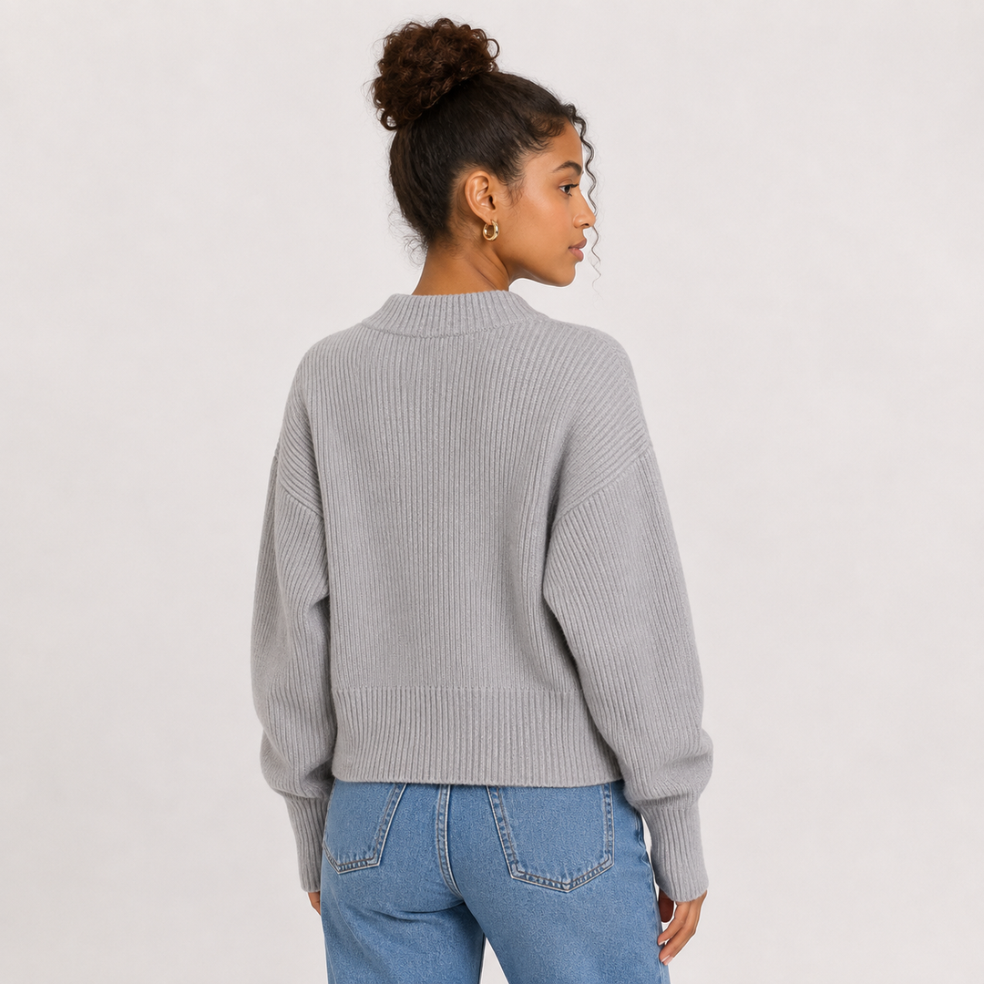 Women's Ribbed Knit Zip Front Cardigan - Fitted Sweater Top