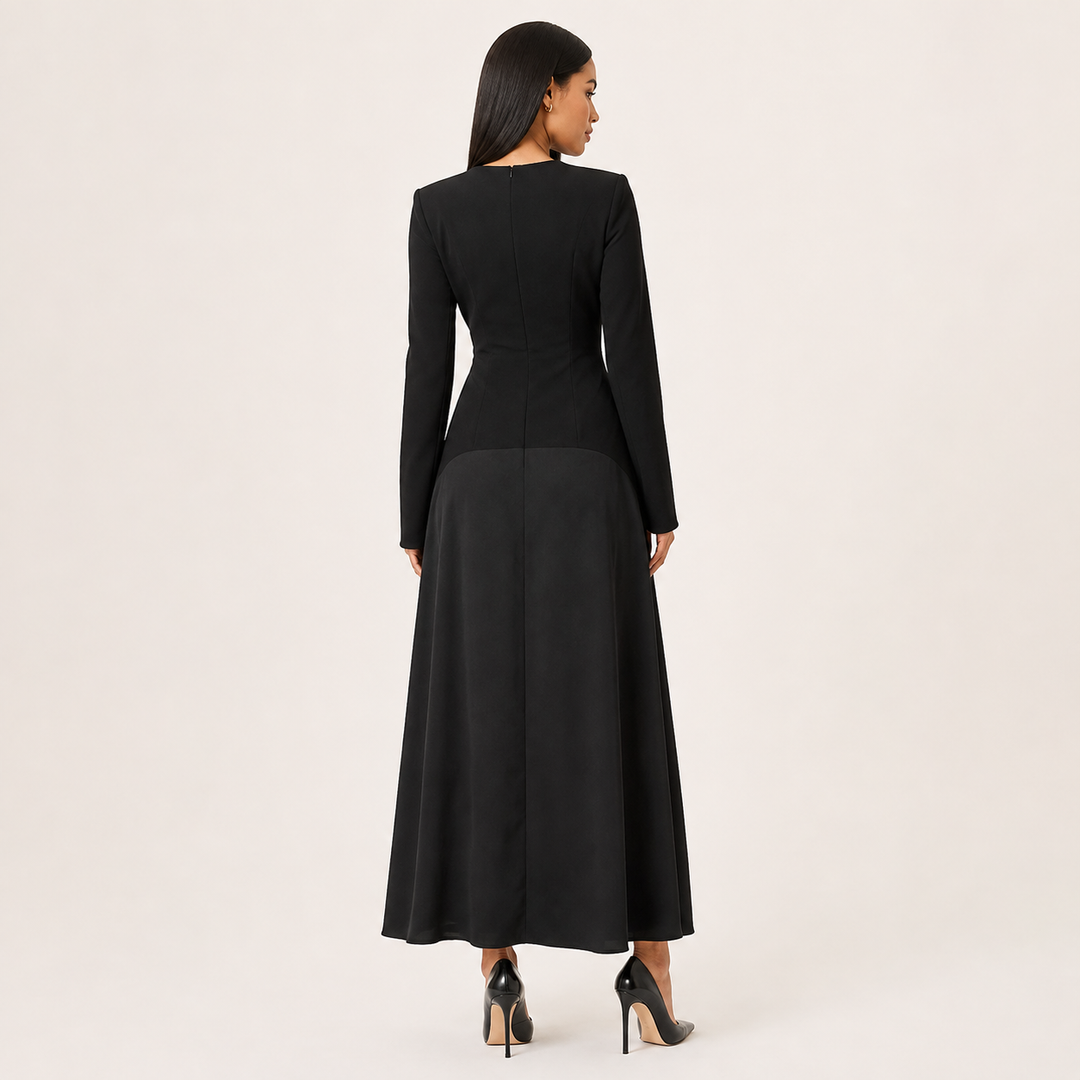Eve | Long Sleeve Drop Waist A-Line Maxi Dress