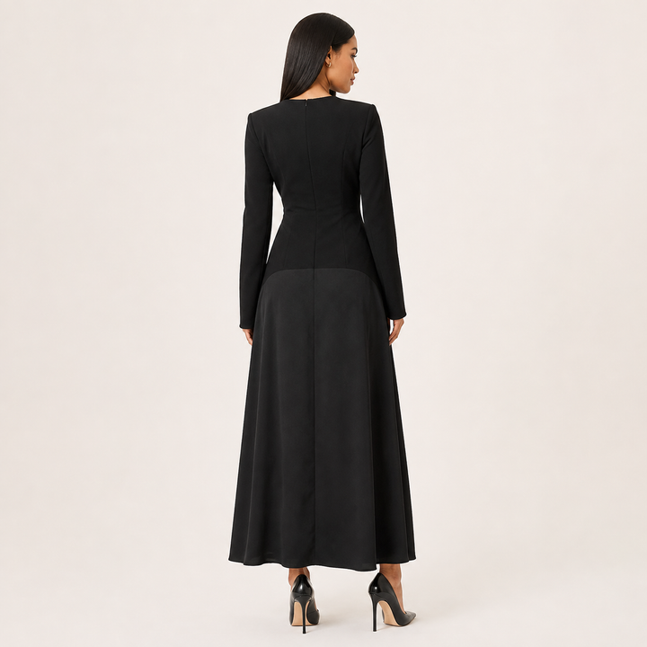 Eve | Long Sleeve Drop Waist A-Line Maxi Dress