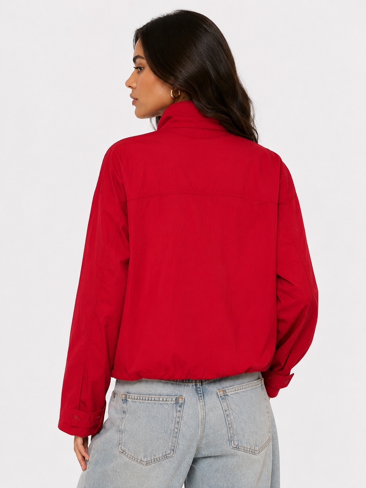 Women's Nylon Windbreaker Drawstring Jacket - Rain Wind Coat