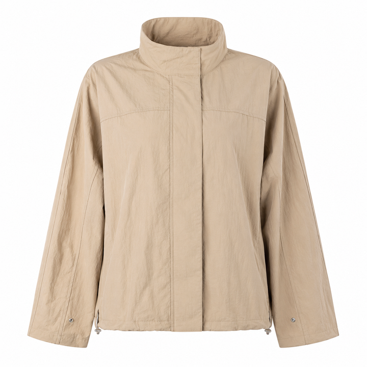 Women's Nylon Windbreaker Drawstring Jacket - Rain Wind Coat