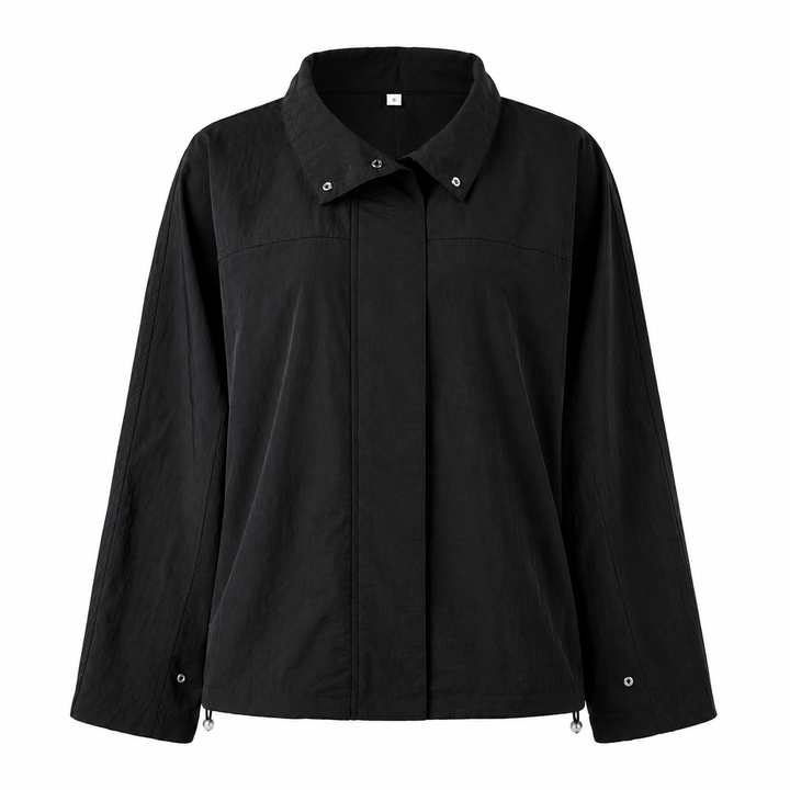 Women's Nylon Windbreaker Drawstring Jacket - Rain Wind Coat