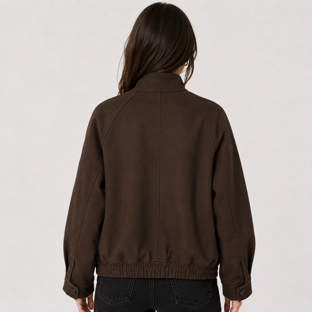 Women's Wool Blend Oversized Bomber Jacket - Warm Zip Coat