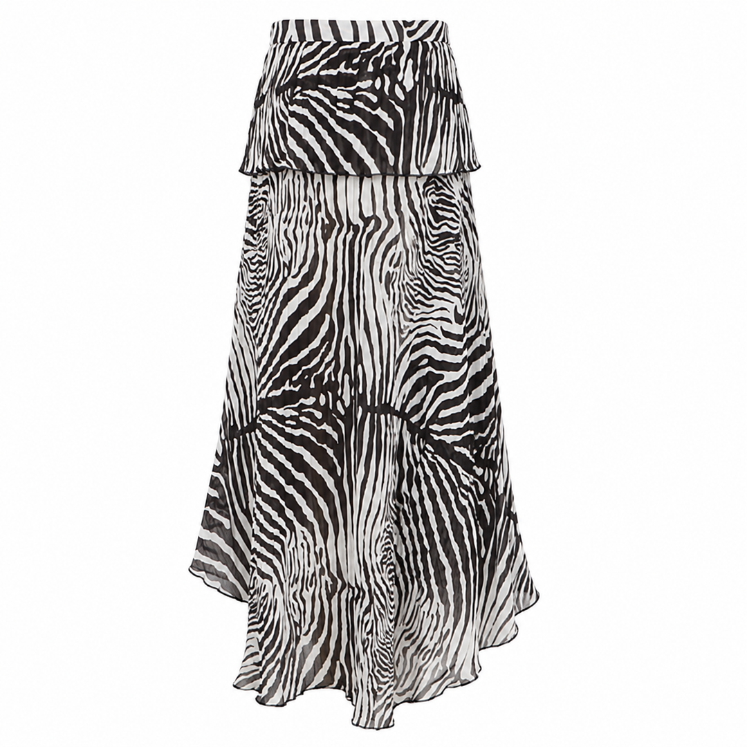 Zane | Zebra Print Ruffle Top & Maxi Skirt Set