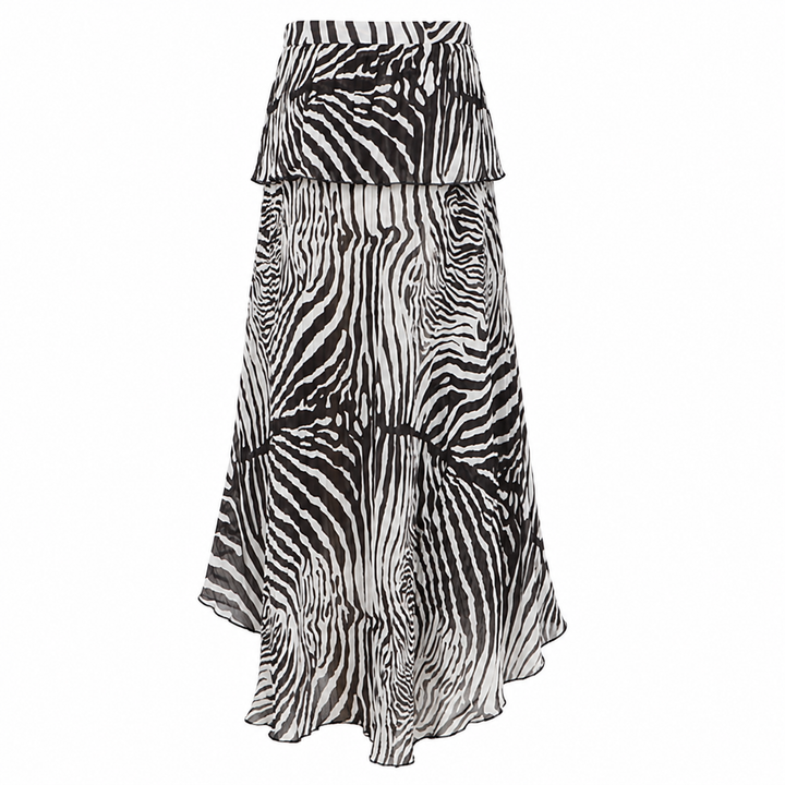 Zane | Zebra Print Ruffle Top & Maxi Skirt Set