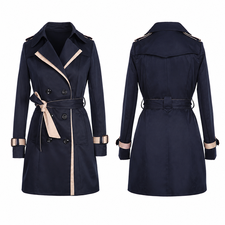 Women's Belted Trench Rain Jacket - Water-Resistant Coat