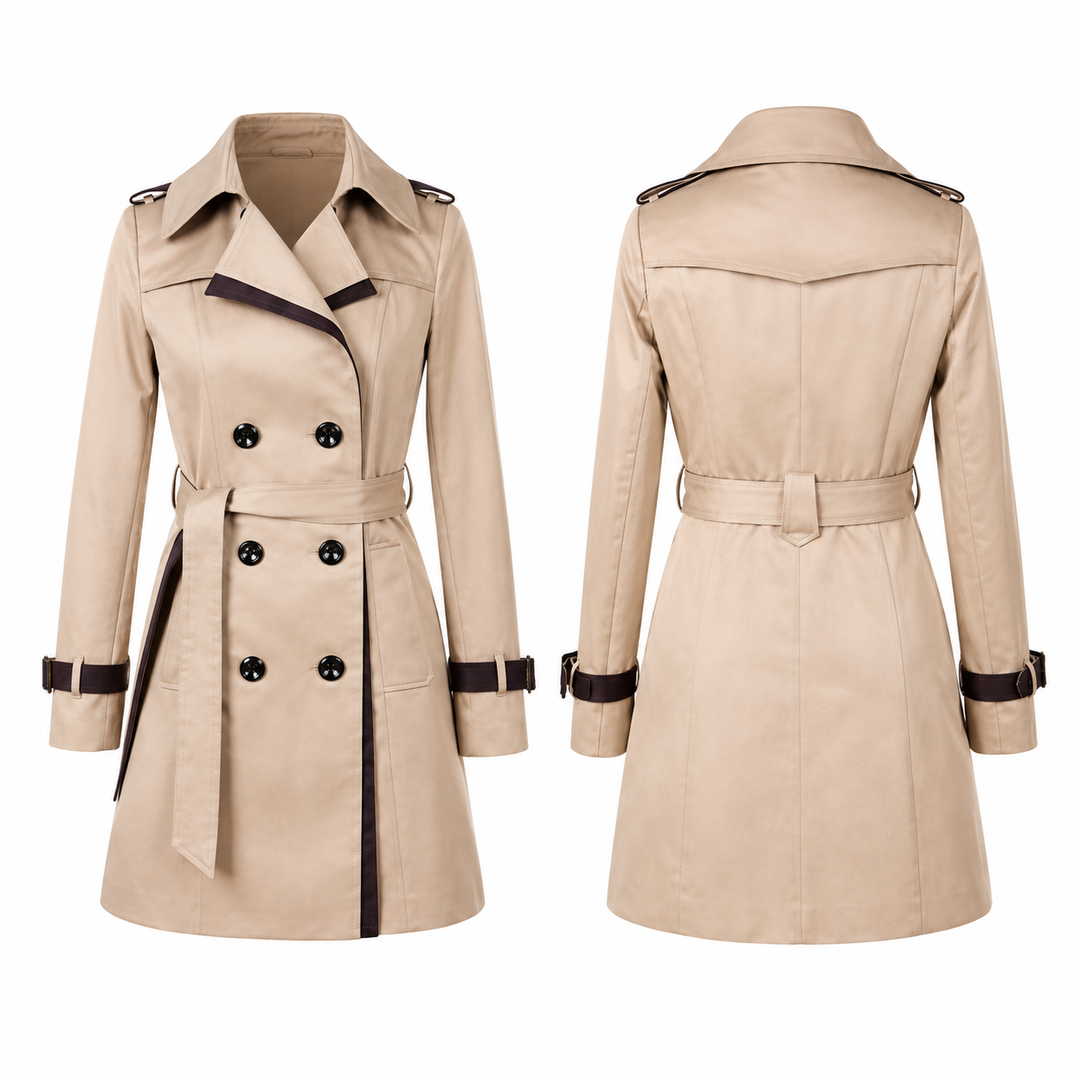 Women's Belted Trench Rain Jacket - Water-Resistant Coat