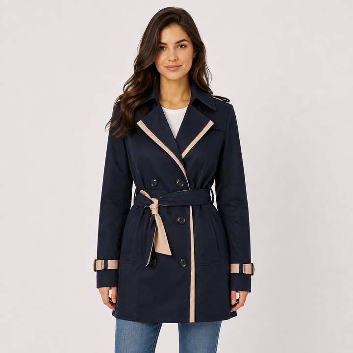 Women's Belted Trench Rain Jacket - Water-Resistant Coat