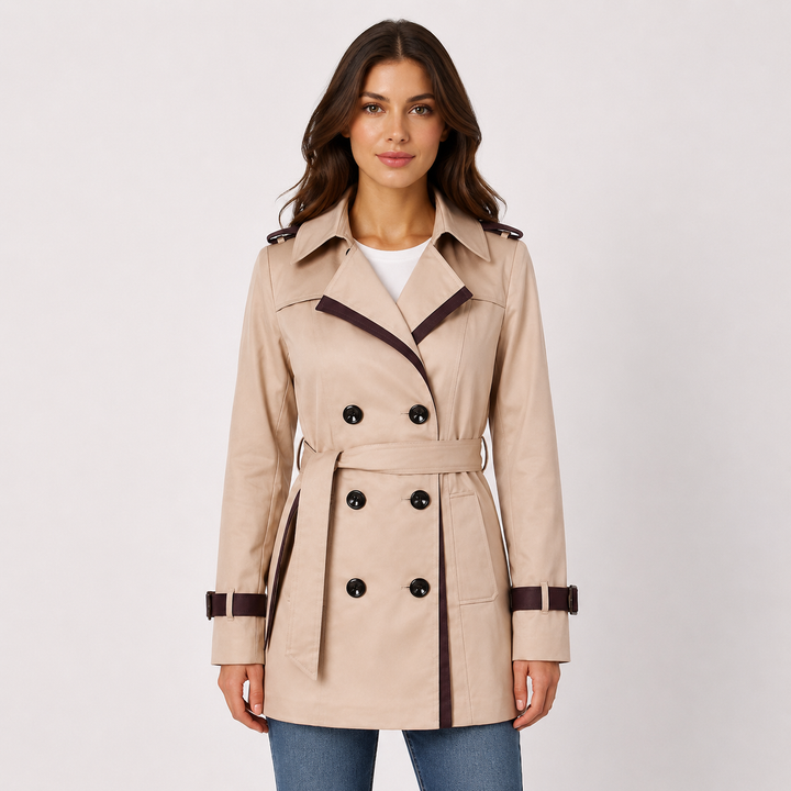 Women's Belted Trench Rain Jacket - Water-Resistant Coat