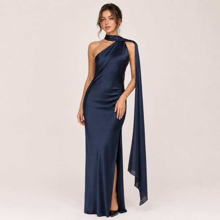 Glide | Satin One Shoulder Maxi Dress