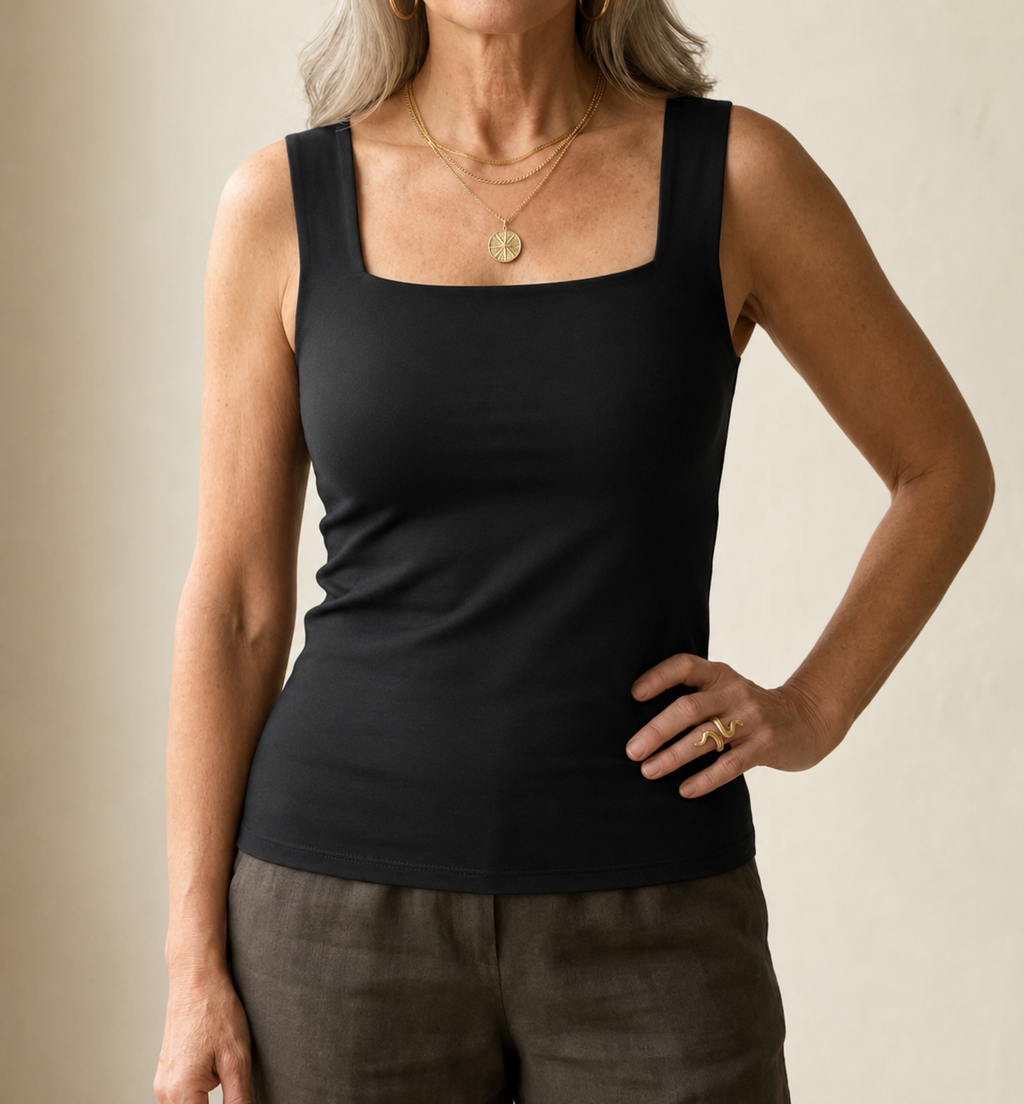 Calista | Women's Square Neck Built-In Bra Tank Top