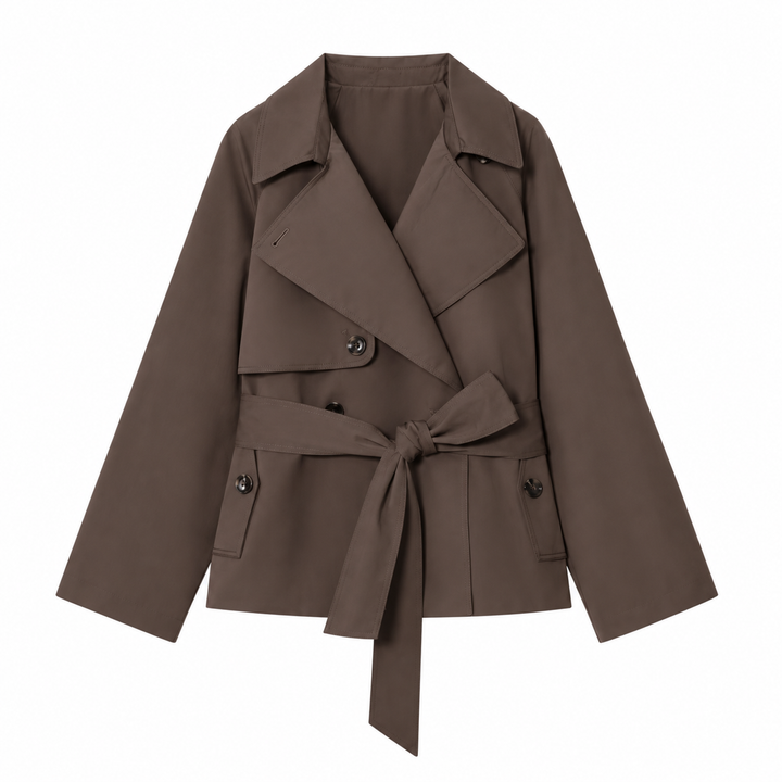 Writ | Brown Belted Cropped Trench Coat