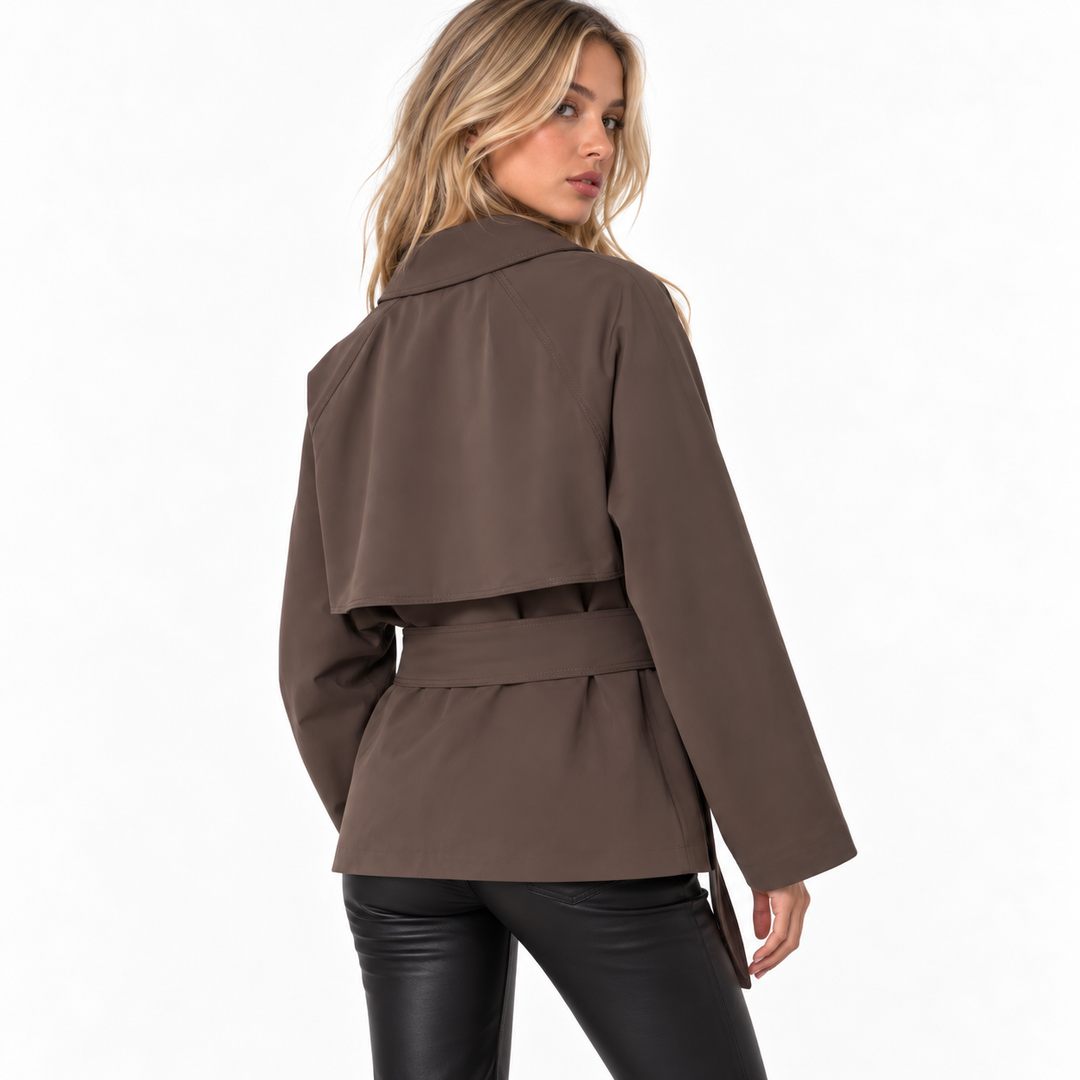 Writ | Brown Belted Cropped Trench Coat