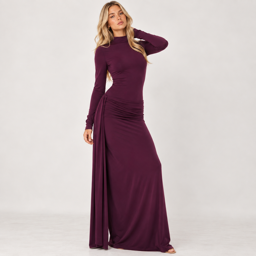 Wisk | Long Sleeve Draped Maxi Dress