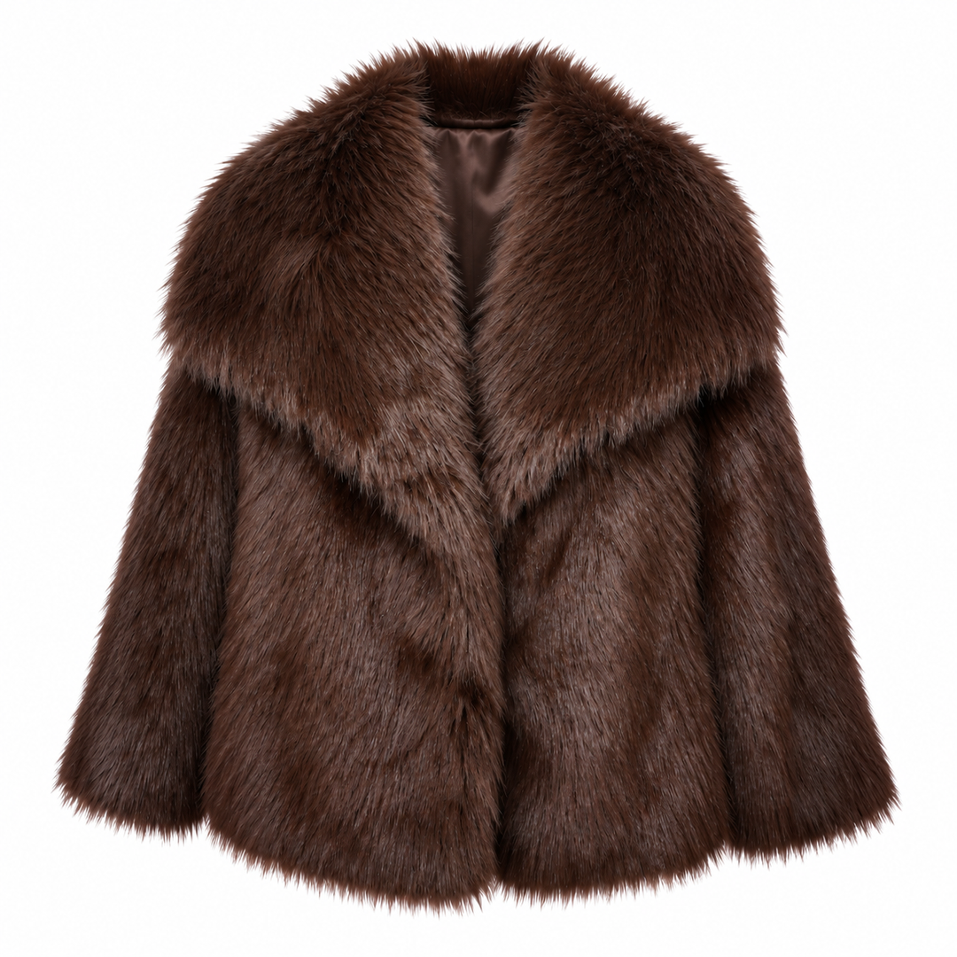 Wit | Faux Fur Oversized Collar Crop Jacket