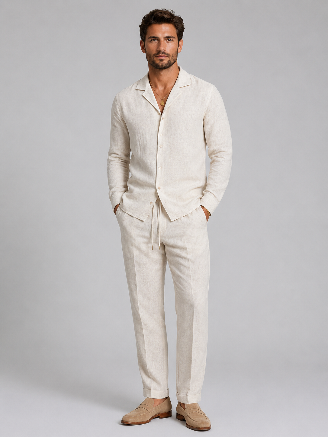 Malcolm | Men's Linen Style Shirt and Trouser Set