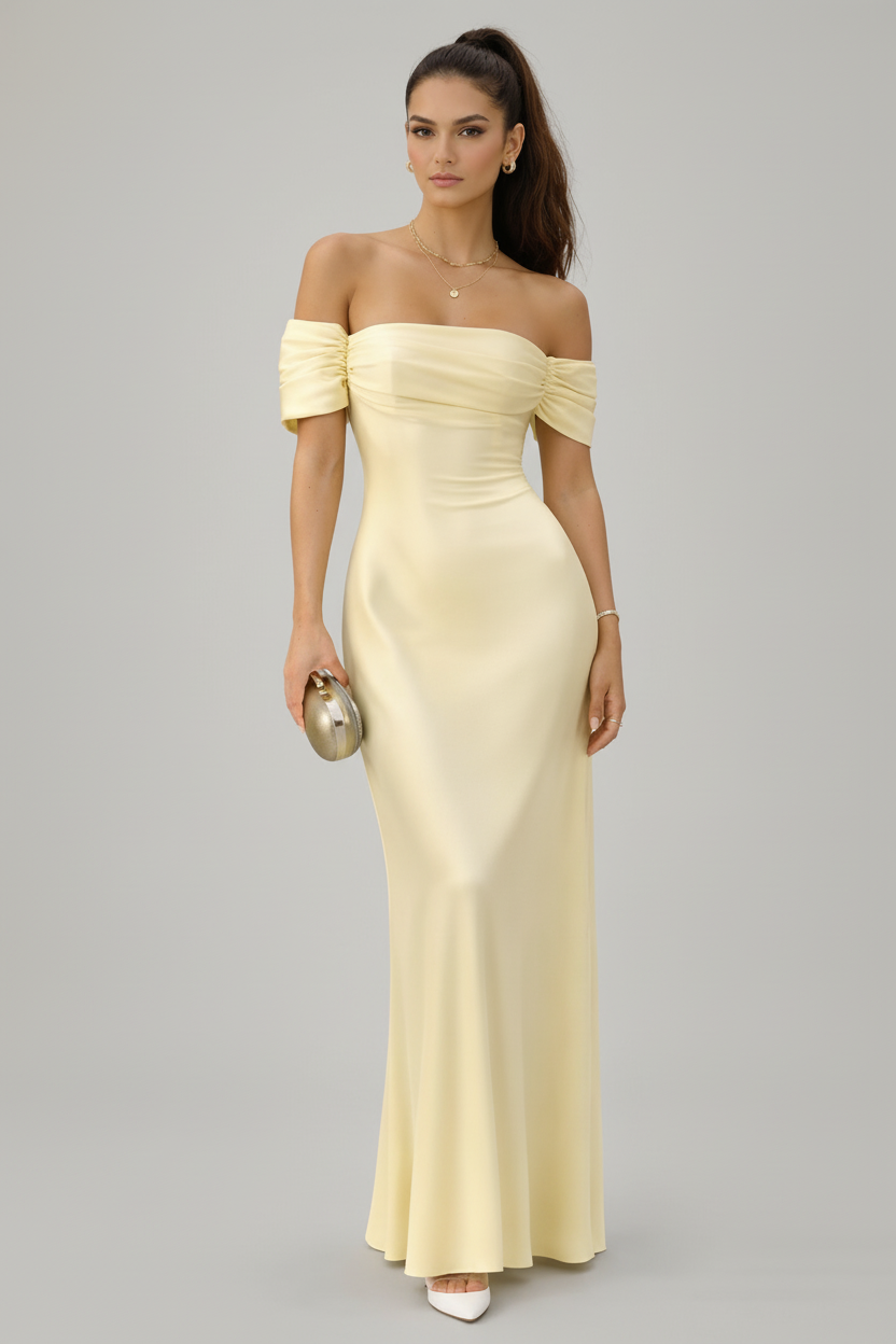 Off Shoulder Maxi Dress Elegant Floor Length Gown For Summer Events