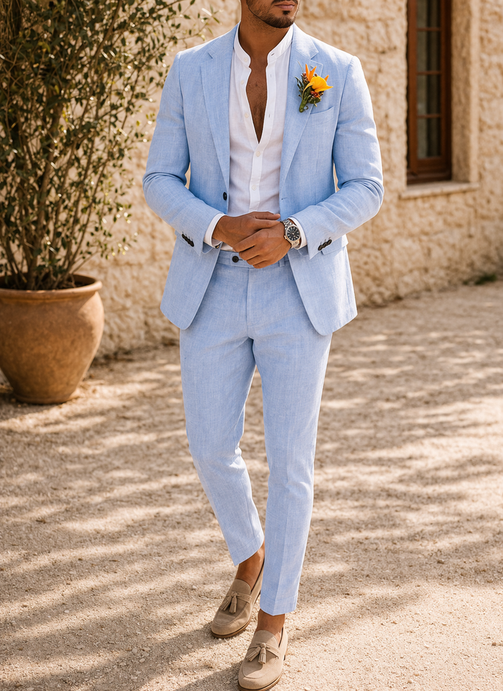 Wesley's | Men Slim Fit Linen 2-Piece Wedding Guest Suit