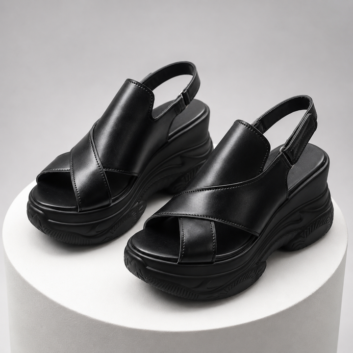 Women's Tessa Crossover Platform Sandals – Cushioned Wedge