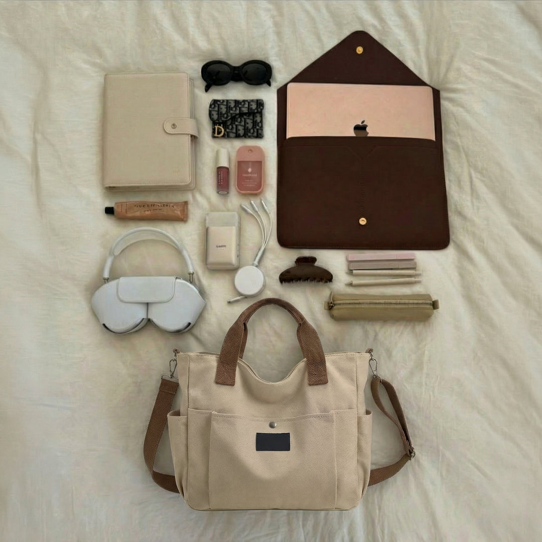 Claire Canvas Tote Bag - Structured Everyday Carry, Fits 15.6" Laptops