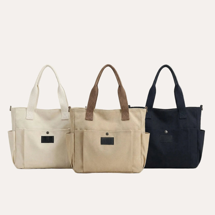 Claire Canvas Tote Bag - Structured Everyday Carry, Fits 15.6" Laptops