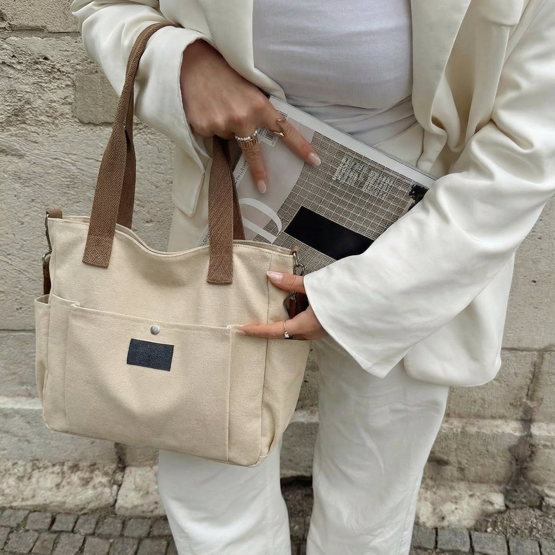Claire Canvas Tote Bag - Structured Everyday Carry, Fits 15.6" Laptops