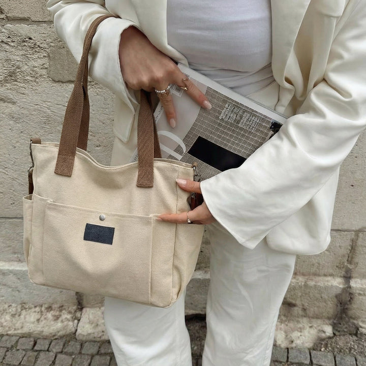 Claire Canvas Tote Bag - Structured Everyday Carry, Fits 15.6" Laptops