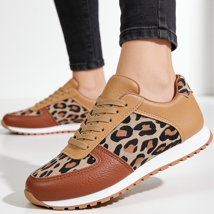 Women's Ella Leopard Sneakers – Lace-Up Casual Shoes