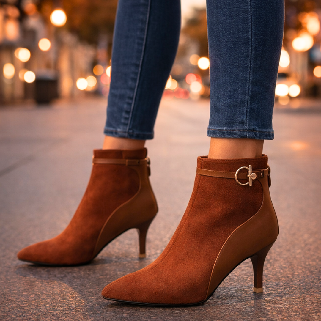 Women's Two-Tone Vintage Ankle Boots – 8.5cm Heel