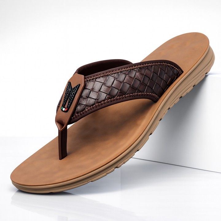 Men’s Cushioned Slip-On Slides with Woven Strap