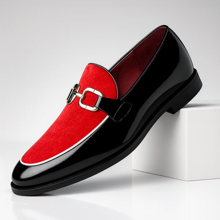 Men’s Velvet Patent Loafers with Metal Bit