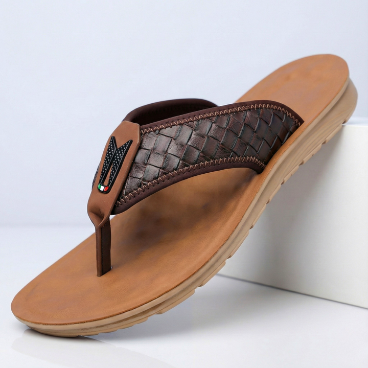 Men’s Cushioned Slip-On Slides with Woven Strap
